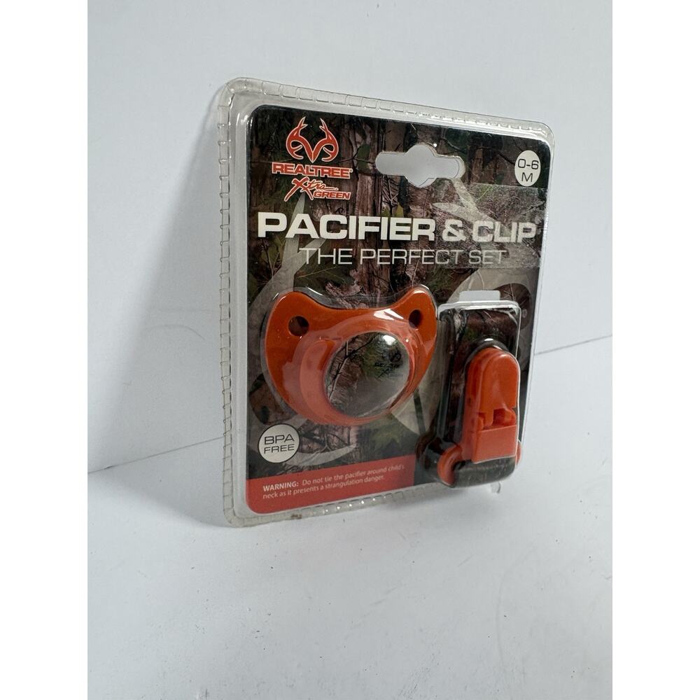 Realtree Orange Pacifier Clip Camo Strap 0-6 Months Orthodontic Infant Baby Xtra - Picture 2 of 4